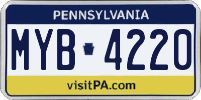 PA license plate MYB4220