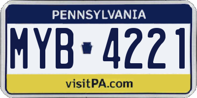 PA license plate MYB4221