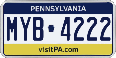PA license plate MYB4222