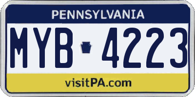 PA license plate MYB4223