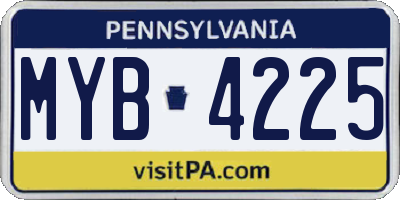 PA license plate MYB4225