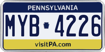 PA license plate MYB4226