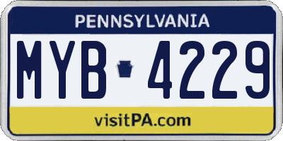 PA license plate MYB4229