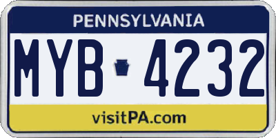 PA license plate MYB4232