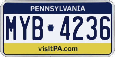 PA license plate MYB4236
