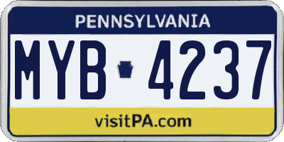 PA license plate MYB4237