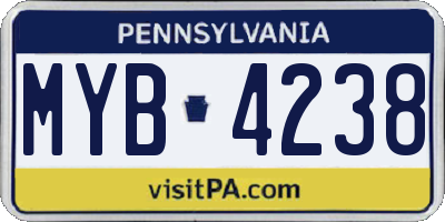 PA license plate MYB4238