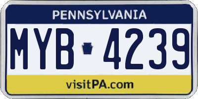 PA license plate MYB4239