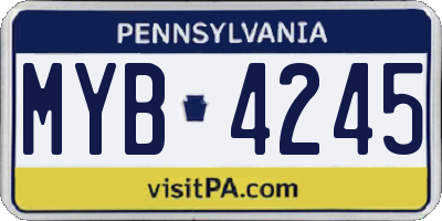 PA license plate MYB4245