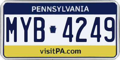 PA license plate MYB4249