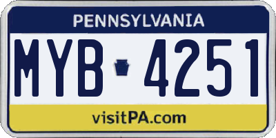 PA license plate MYB4251