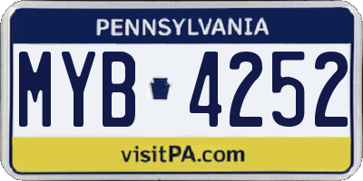 PA license plate MYB4252