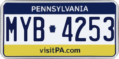 PA license plate MYB4253