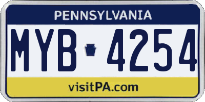 PA license plate MYB4254