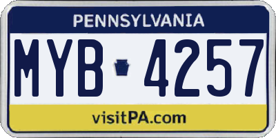 PA license plate MYB4257
