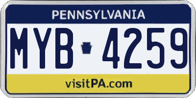 PA license plate MYB4259