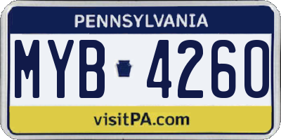 PA license plate MYB4260