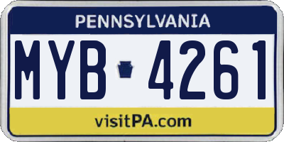 PA license plate MYB4261