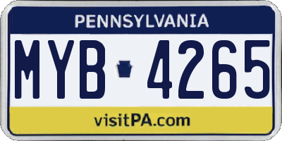 PA license plate MYB4265