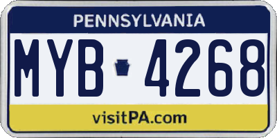 PA license plate MYB4268