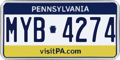 PA license plate MYB4274
