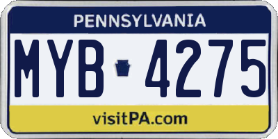 PA license plate MYB4275