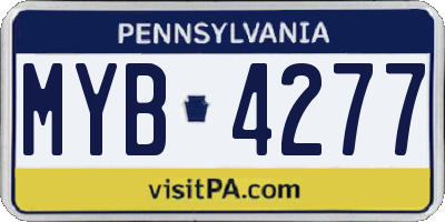 PA license plate MYB4277