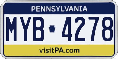 PA license plate MYB4278