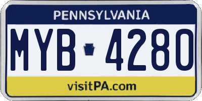 PA license plate MYB4280