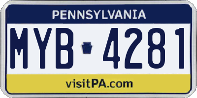 PA license plate MYB4281