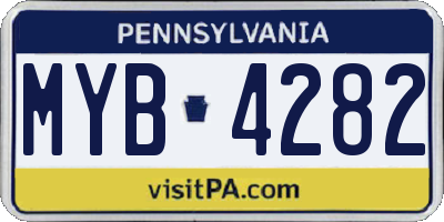 PA license plate MYB4282