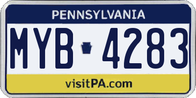 PA license plate MYB4283
