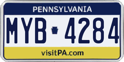 PA license plate MYB4284