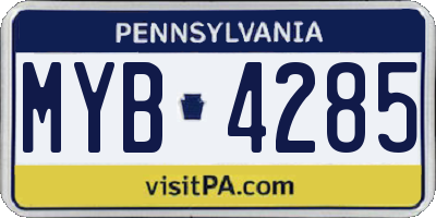 PA license plate MYB4285