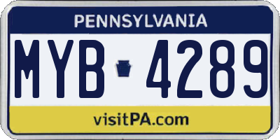 PA license plate MYB4289