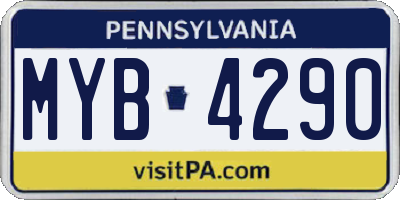 PA license plate MYB4290