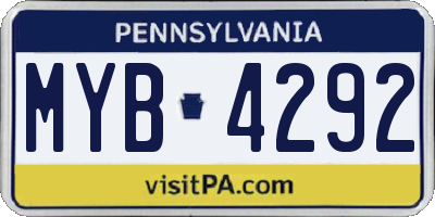PA license plate MYB4292