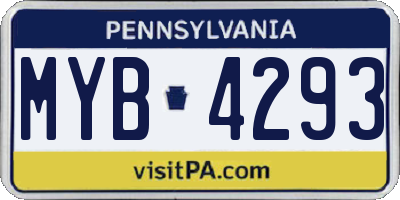 PA license plate MYB4293