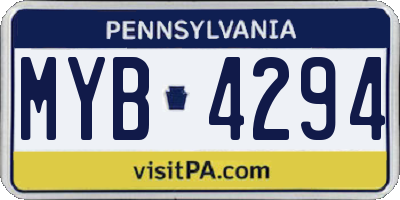 PA license plate MYB4294