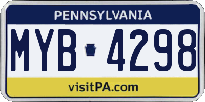 PA license plate MYB4298