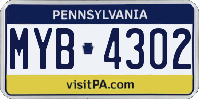 PA license plate MYB4302