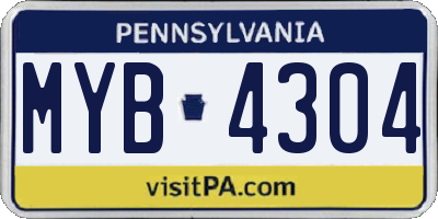 PA license plate MYB4304