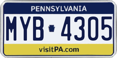 PA license plate MYB4305