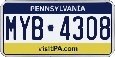 PA license plate MYB4308