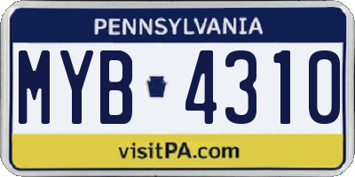 PA license plate MYB4310