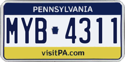 PA license plate MYB4311