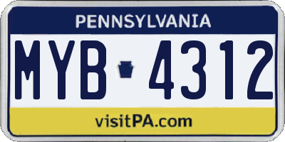 PA license plate MYB4312