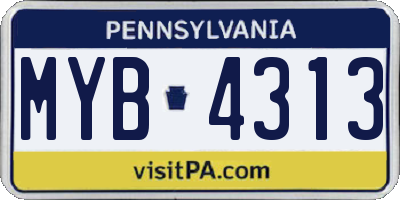 PA license plate MYB4313