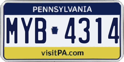 PA license plate MYB4314
