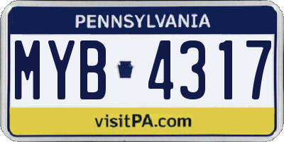 PA license plate MYB4317